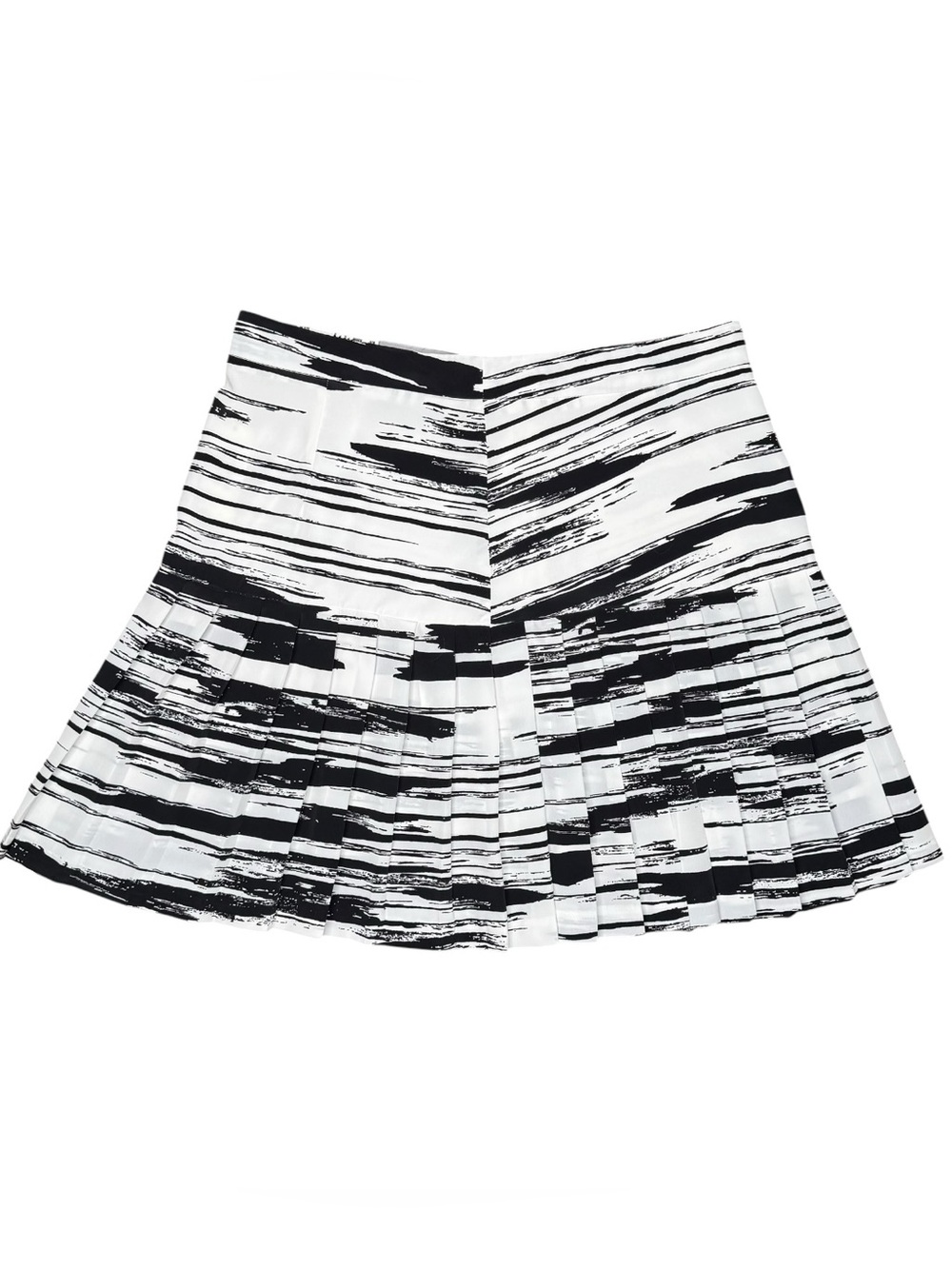 Banana Republic Factory Pleated Mini Skirt A-line Abstract Black White Print 6